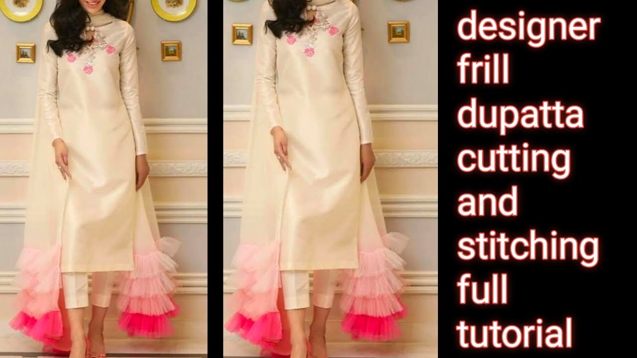 frill dupatta/ruffel dupatta cutting and stitching|| trending frill dupatta|| designer dupatta