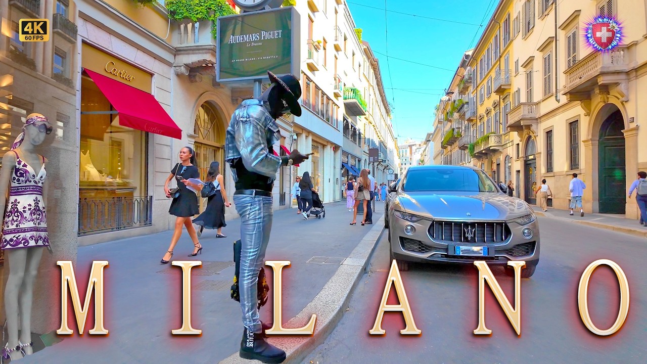 MILAN ITALY ✨ Montenapoleone & other Luxury Shopping street Walking tour 4K Atmosphere cafe people