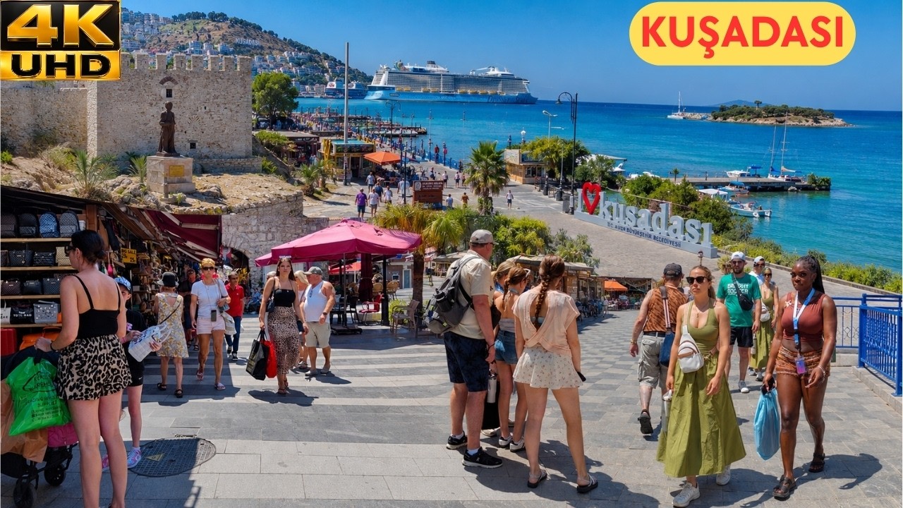 KUSADASI CENTRE BAZAAR IS OVERFLOWING! PIGEON ISLAND |4K| PUBLIC BEACH | WALKİNG TOUR | JUNE 2026