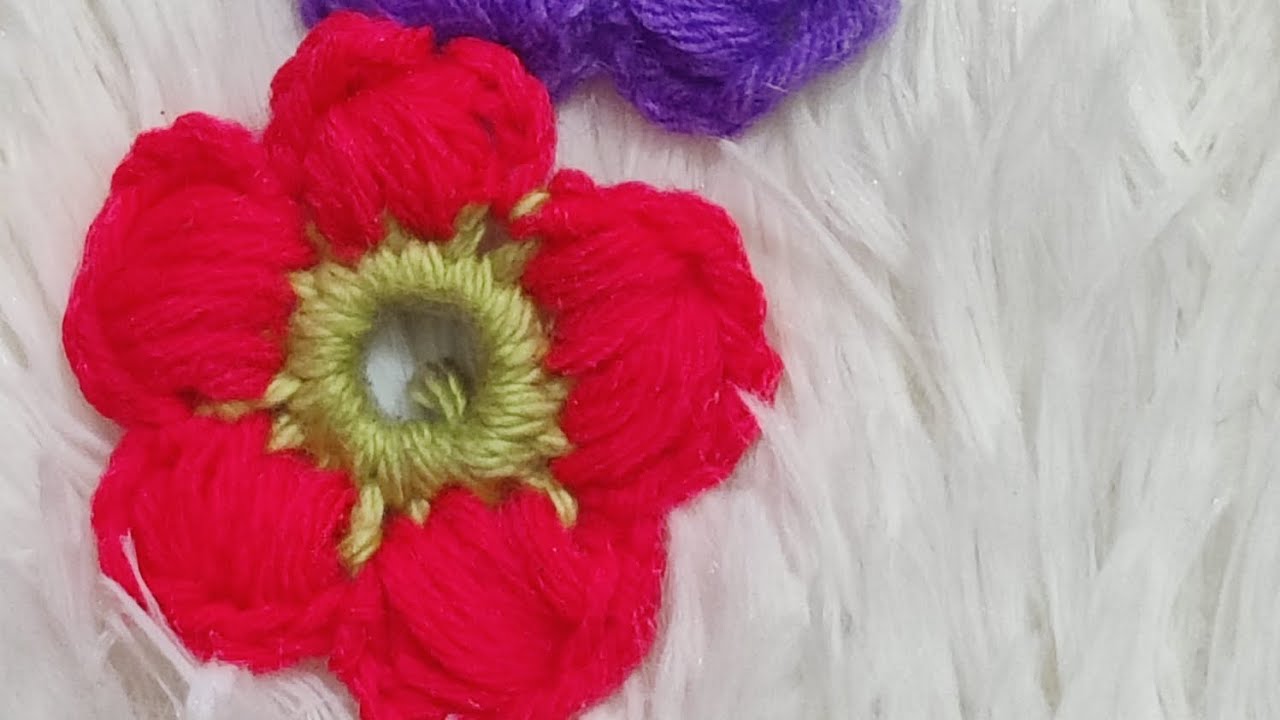 Cute fluffy flowers! Step by step guide for a  beginner ❤️#crochet #trending #valentinesdaygift 