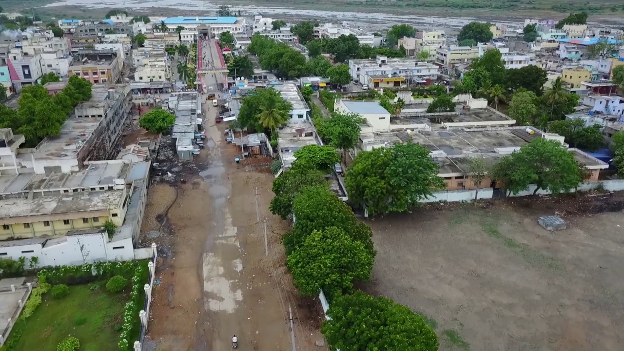 Mantralayam ( Raghavendra Vrundavana) Temple aerial View (birds-eye view)
