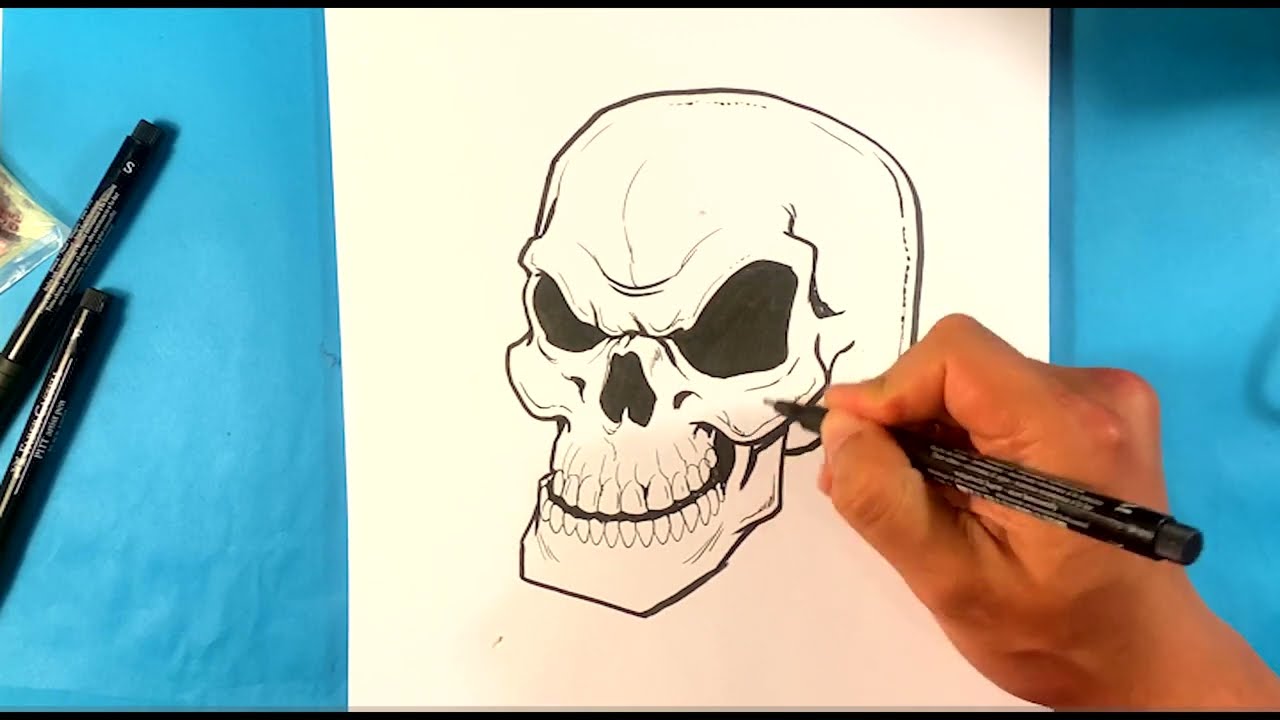 How to Draw COOL Angry Skull Drawing - Draw Tattoo Art - Drawing Step by Step for Beginners