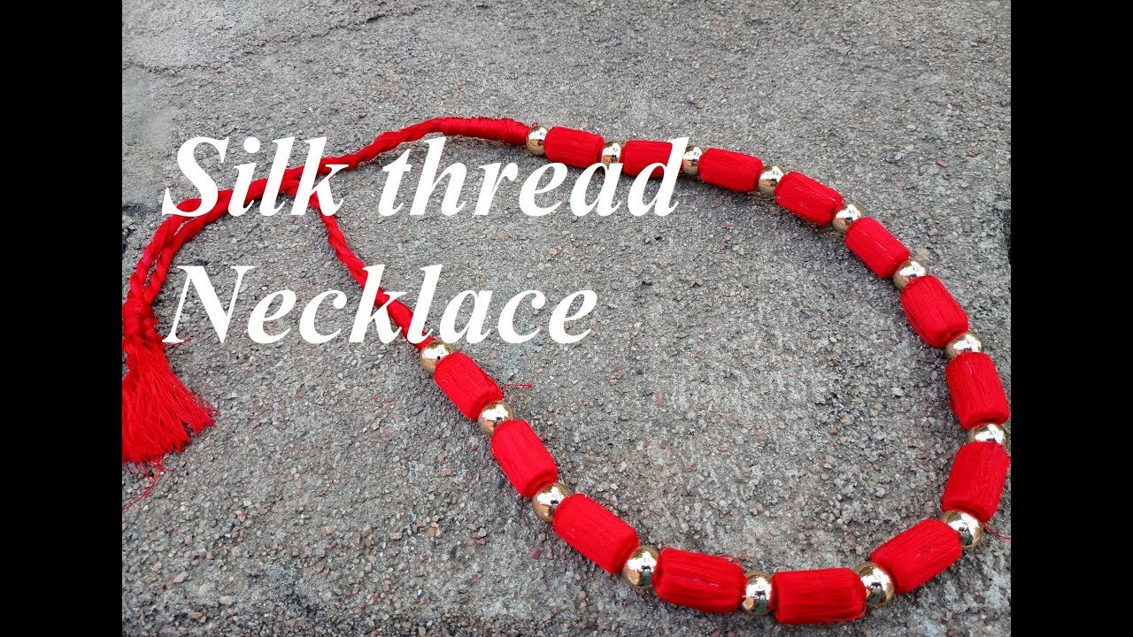 How to make silk thread necklace//Red silk thread necklace//Tutorial//DIY//Creation&you