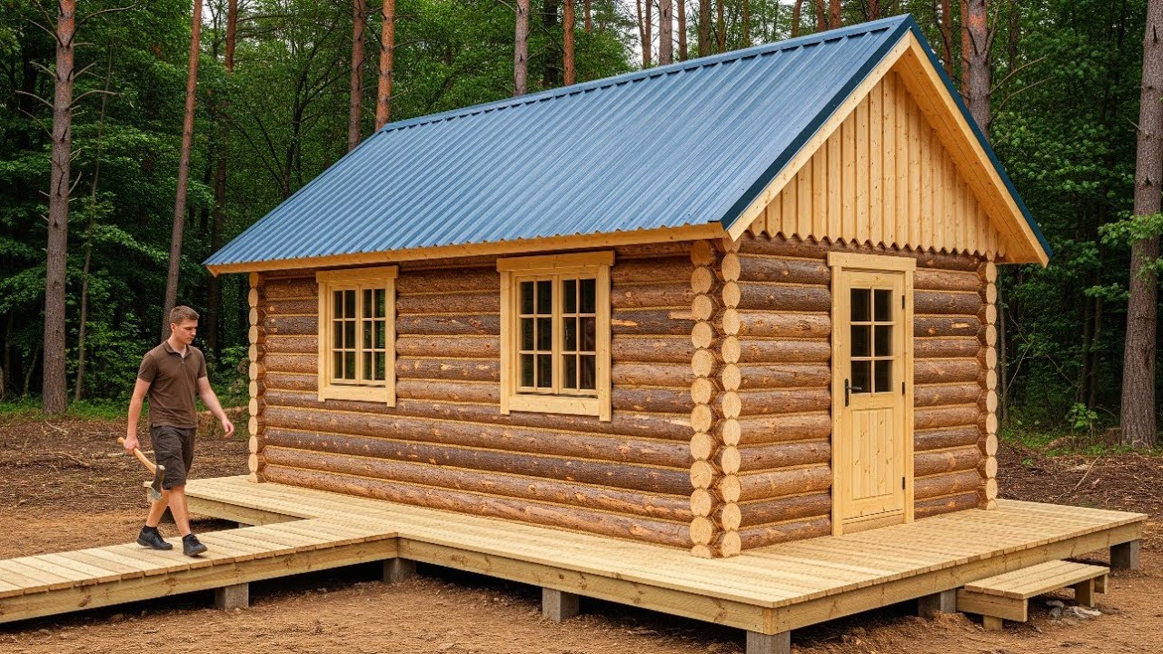 He Built This Stunning Log Cabin All by Himself – Start to Finish in 120 Days