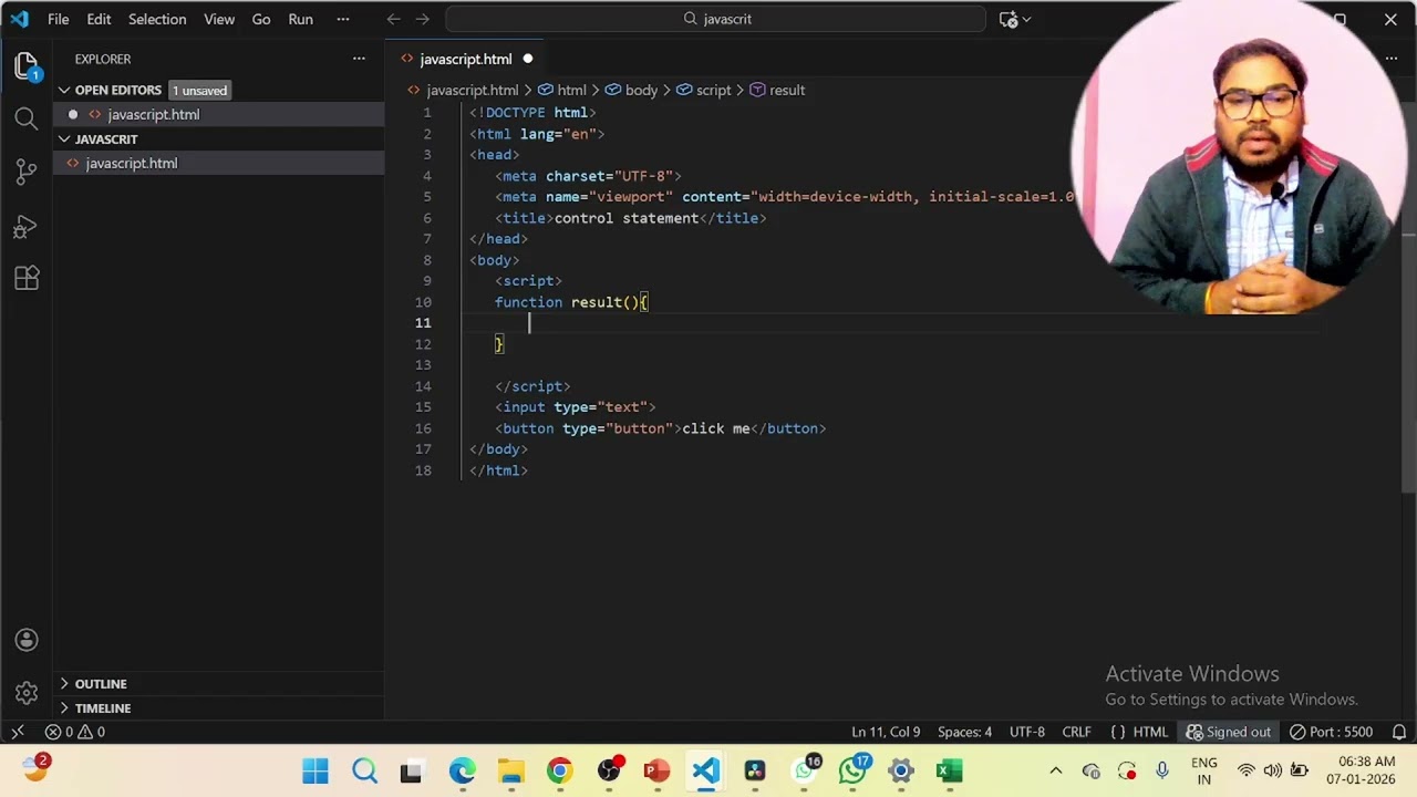 java script tutorial-5 ( control statment ( if-else) )