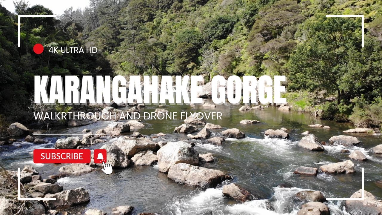 Karangahake gorge drone fly over and walk through - New Zealand - 4k