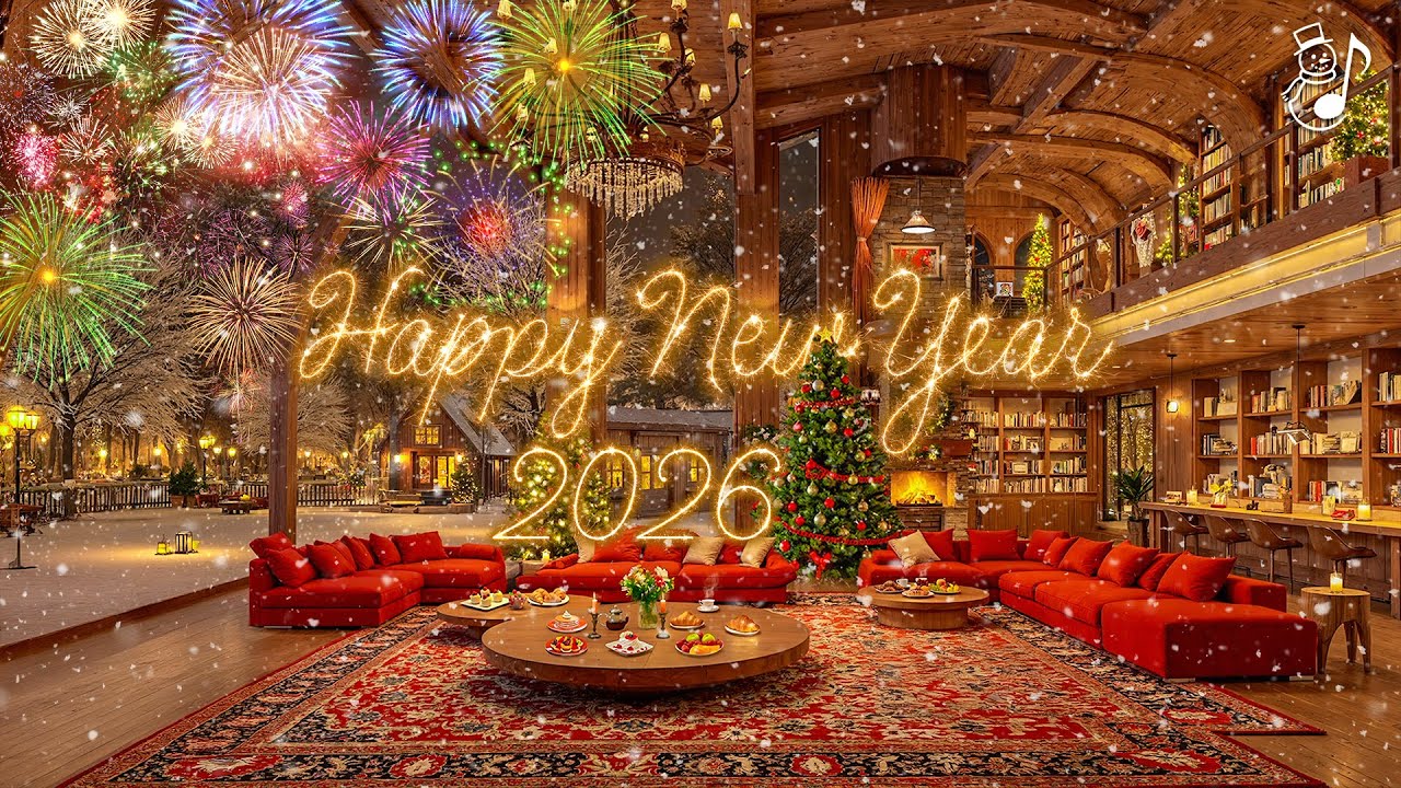 New Year's Eve Ambience with Happy New Year Song 🎉 New Years Countdown 2026, Fireworks to Relax 🎇