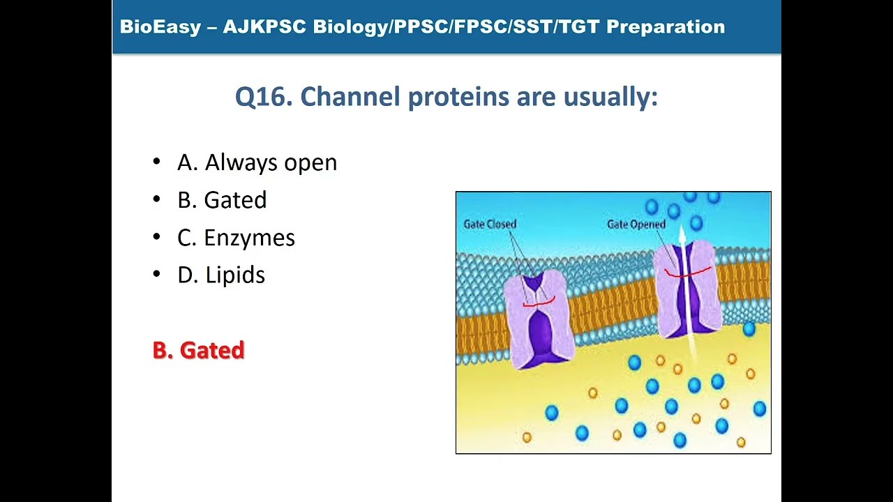 Plasma Membrane | 30 MCQs with Answers | Biology for AJKPSC | NTS | PPSC | FPSC | FGEI |TGT | SST