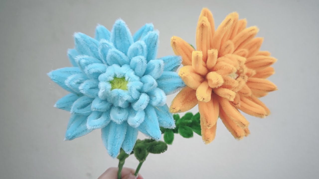 Beautiful pipe cleaner Dahlia flower | How To Make Dahlia flower From Pipe Cleaner - DIY Crafts