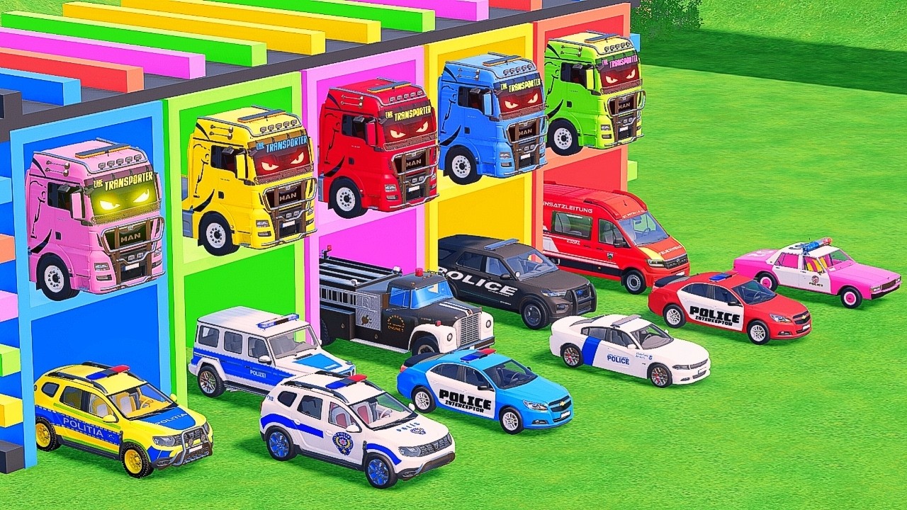TRANSPORTING ALL POLICE CARS & EMERGENCY AMBULANCE VEHICLES WITH MERCEDES-BENZ TRUCKS | FS22 #0110