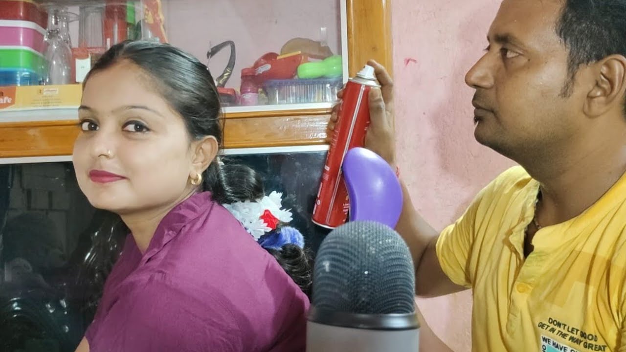 ASMR Hair Play Doing my Husband (Hair Brushing, Oil Massage, Hair Spray Sounds, Scalped Massage)