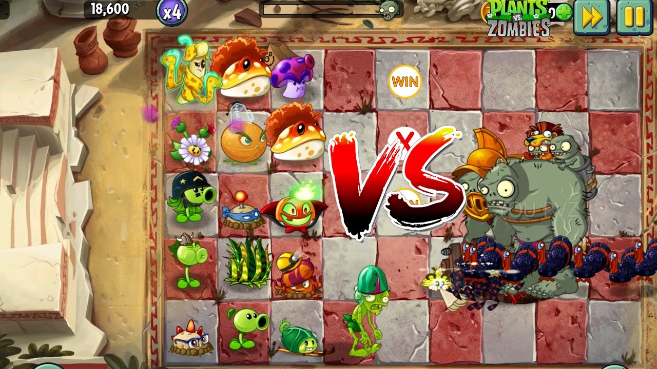 PVZ 2 - Random 5 Plants Team Vs Turkey & Gagantuar  Zombies - Which side will win ? 