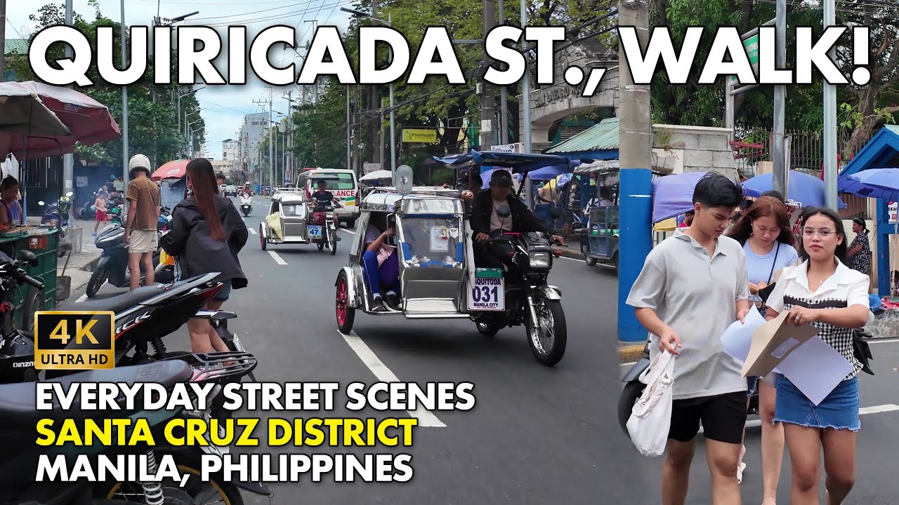 DAILY LIFE in QUIRICADA STREET, Santa Cruz, Manila Philippines Walking Tour