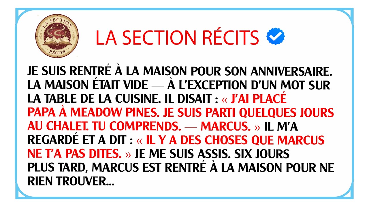 Mon mari a abandonné son père malade pour sa maîtresse, mais le secret du testament va le ruiner.