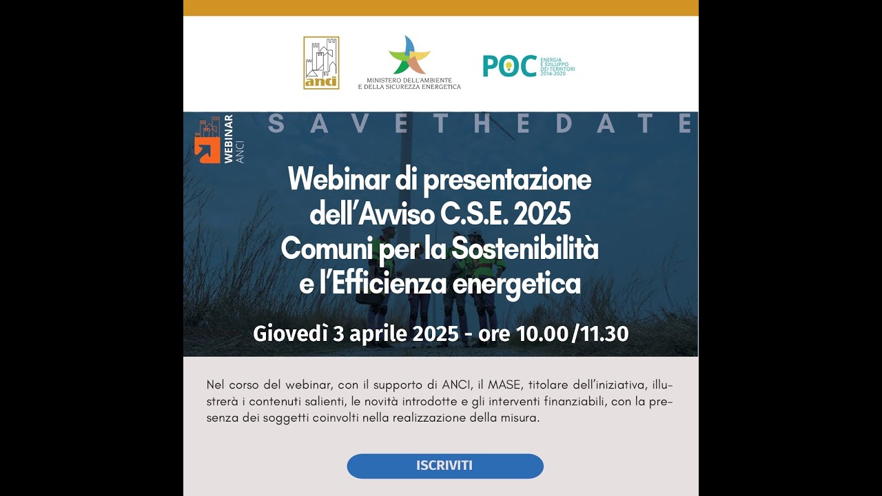 Avviso C.S.E. 2025 “Comuni per la Sostenibilità e l’Efficienza energetica”