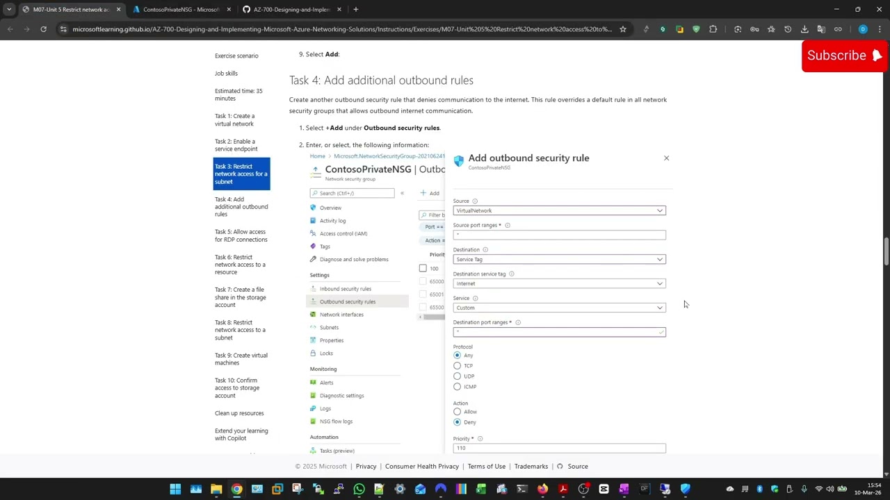 M07-Unit 5 Restrict network access to PaaS resources with virtual network service endpoints #azure