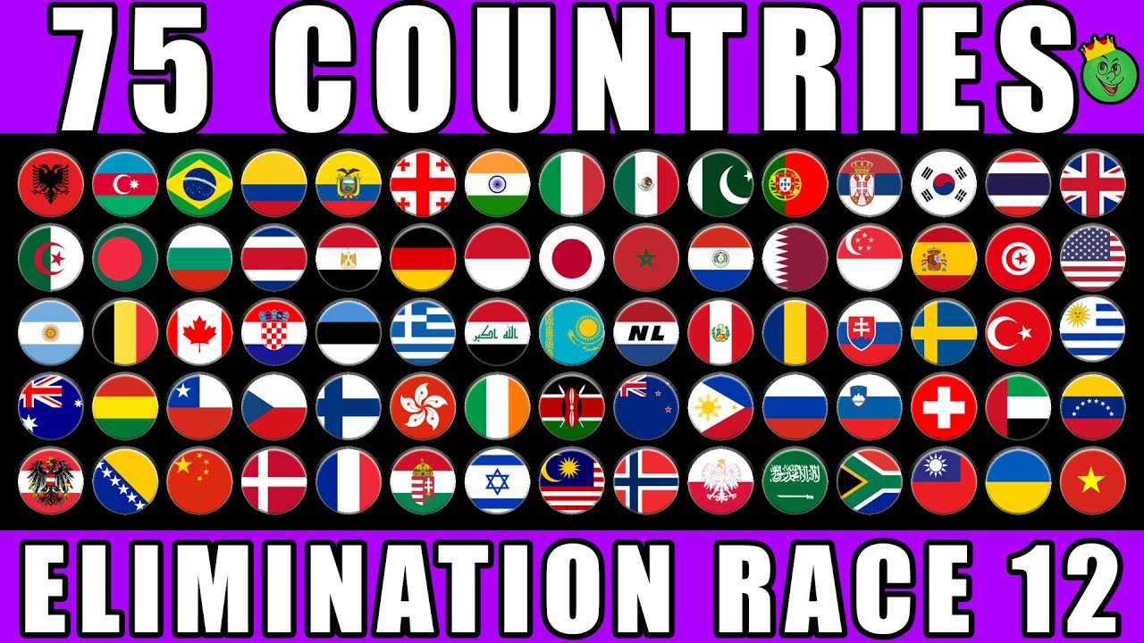75 Countries Elimination Marble Race in Algodoo Ep. 12 \ Marble Race King