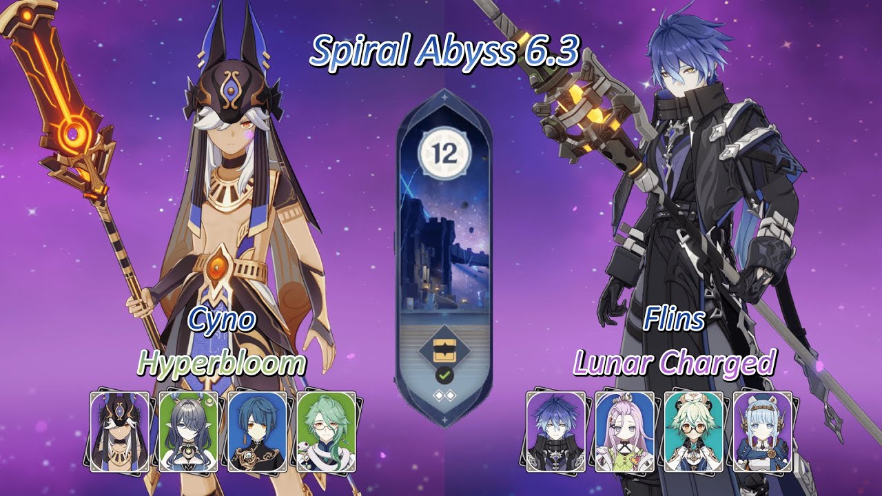 C2 Cyno Hyperbloom & C0 Flins Lunar Charged | Genshin Impact 6.3 Abyss | Floor 12 (9 stars)