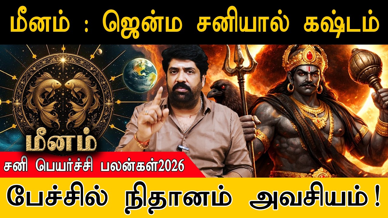 மீனம் : ஜென்ம சனியால் கஷ்டம் | பேச்சில் நிதானம் அவசியம்! | Meena Rasi | Sani Peyarchi 2026