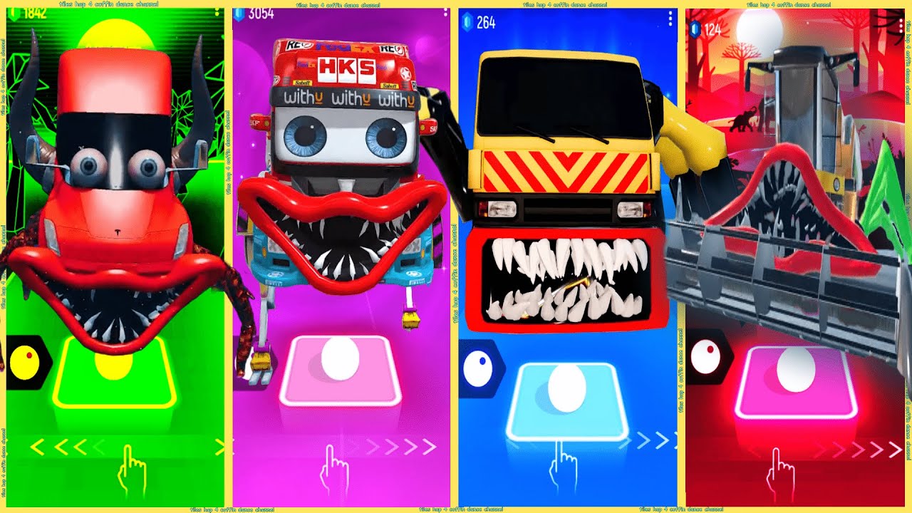 coffin dance - Truck Eater Cyborg 🆚 Crop Harvester🆚  Tow Truck Eater 🆚 Tesla Truck Eater | Tiles HOP