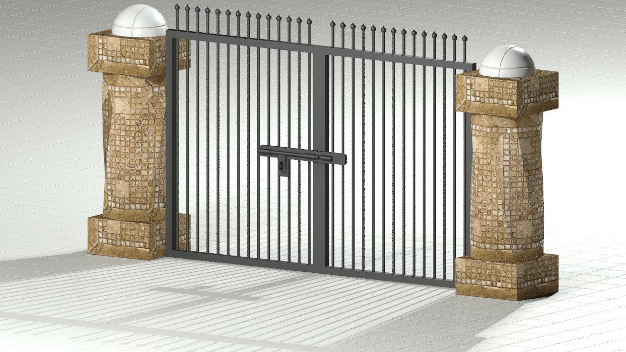 Steel Bars Gate Entrance 3D Model, AutoCAD 3D Modeling Training for Beginners - Qasim Danish
