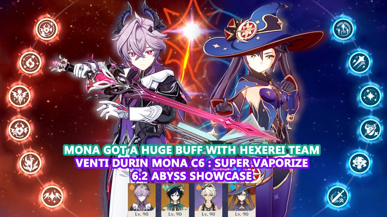 Mona got a Huge Buff with Hexerei Team | Venti Durin Mona C6 : Super Vaporize 6.2 Abyss Showcase