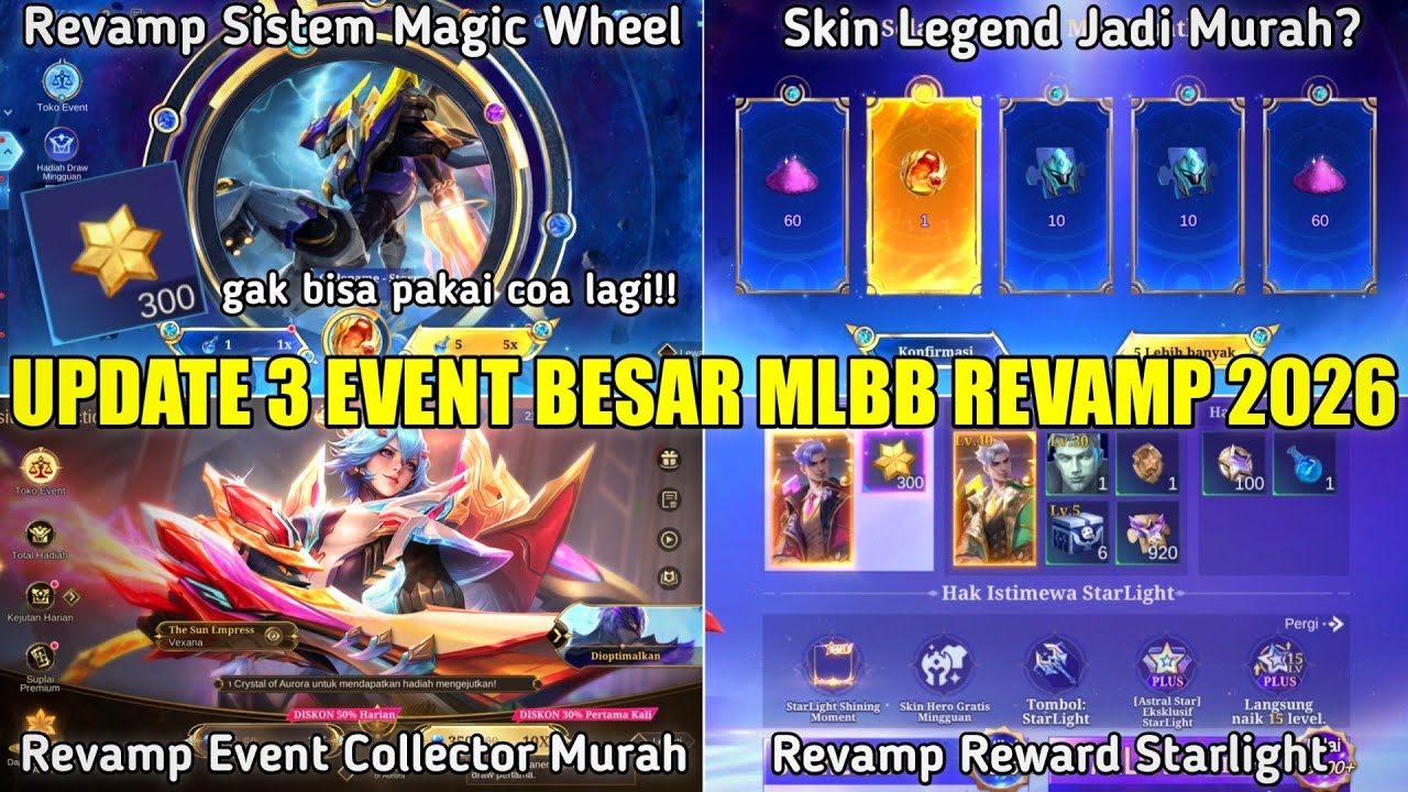 UPDATE 3 EVENT REVAMP MOBILE LEGENDS 2026! REVAMP MAGIC WHEEL, STARLIGHT, EVENT SKIN COLLECTOR
