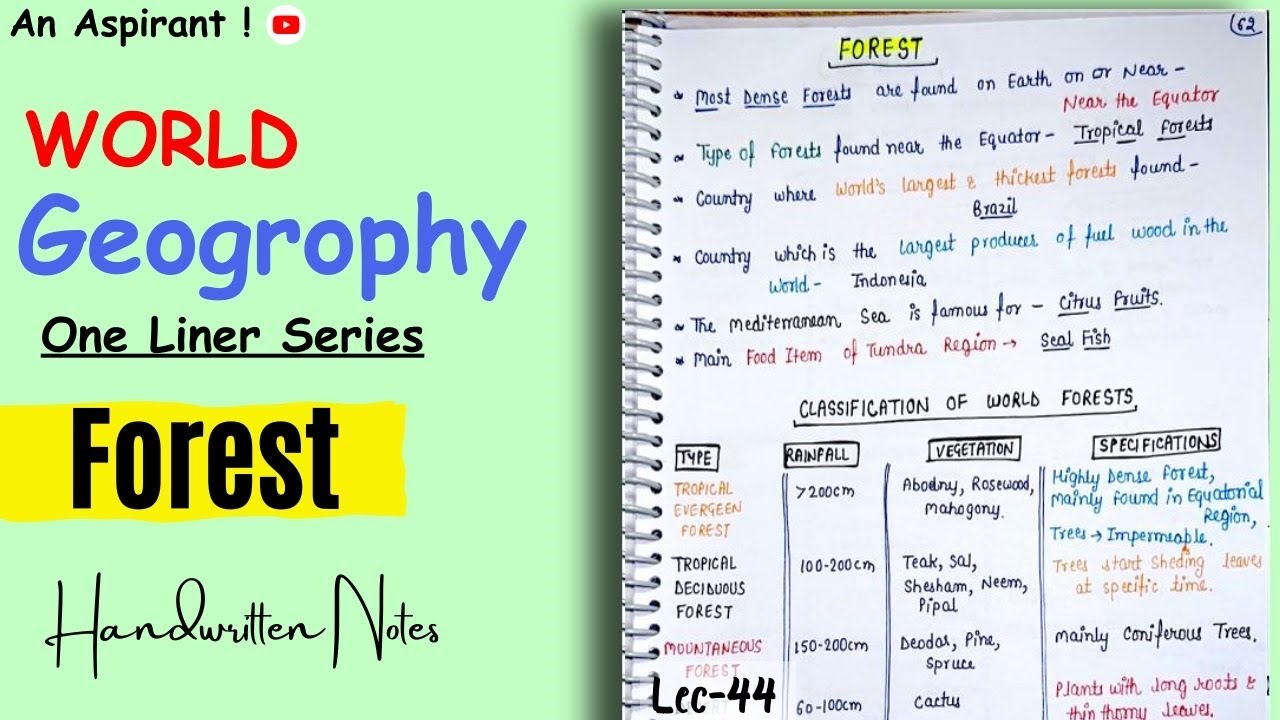 FOREST || Lec.44 || World geography || One Liners (Topic Wise) || An Aspirant !