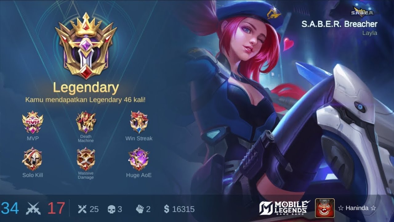 LEGENDARY LAYLA 46 || MOBILE LEGEND BANG-BANG
