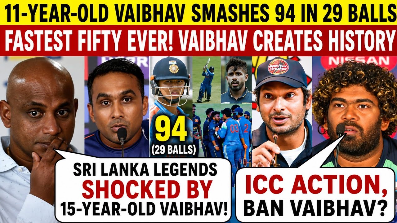 Vaibhav Suryavanshi's 94 in 29 Balls Shocks Sri Lanka! Legends React to Historic Knock