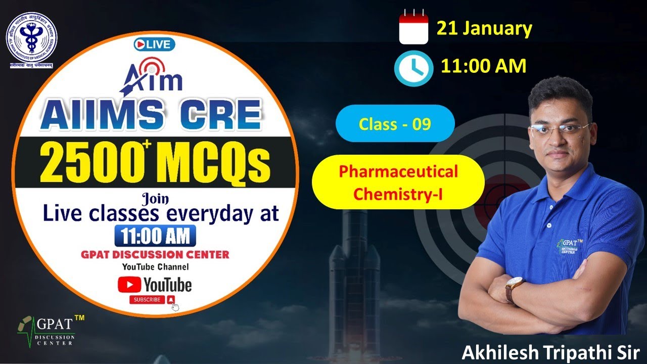 AIIMS CRE PHARMACIST MCQ SERIES✍️CLASS- 09 | PHARMACEUTICAL CHEMISTRY- I | AIIMS CRE#aiimscre2025