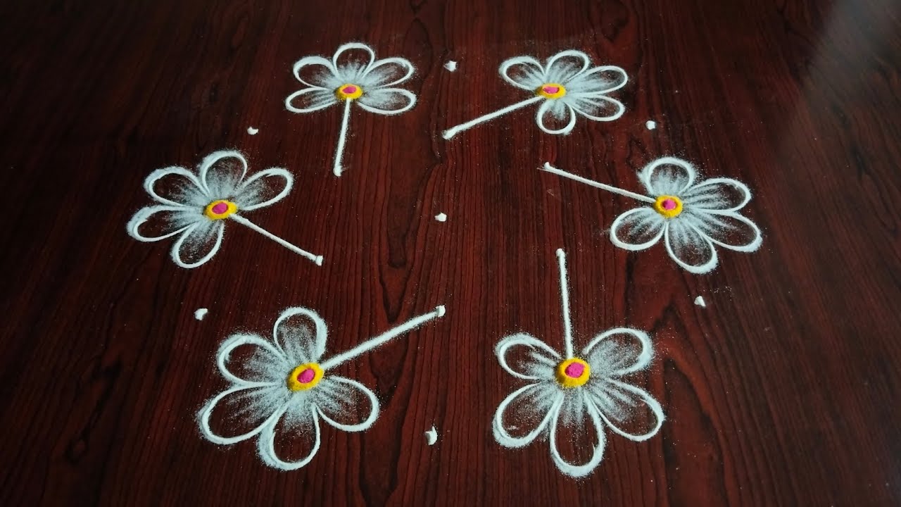 2 beautiful daily kolams (5×3) dot's.... simple easy latest daily rangolis
