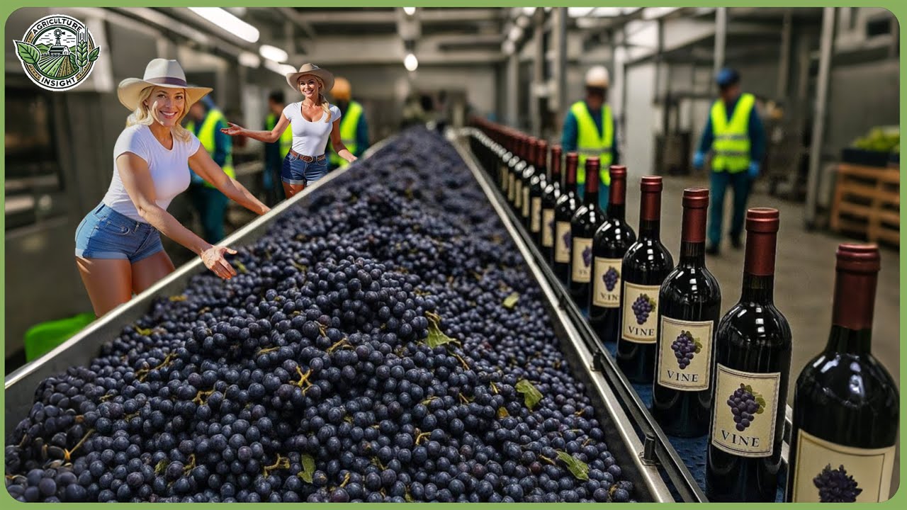 How Million Tons of Grapes Are Turned Into Wine In Mega Factory – Amazing Grape Farming