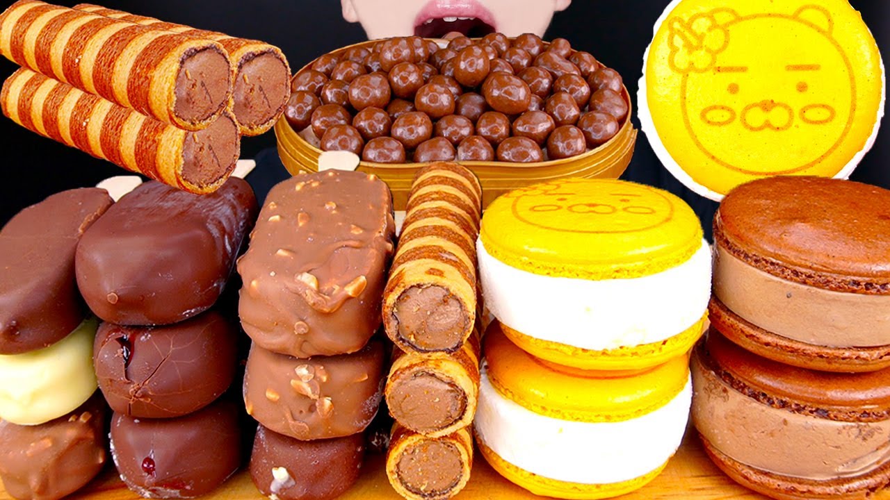 ASMR MALTESERS MAGNUM CHOCOLATE ICE CREAM NUTELLA DESSERT MUKBANG초콜릿 아이스크림 먹방チョコレート 咀嚼音EATING SOUNDS