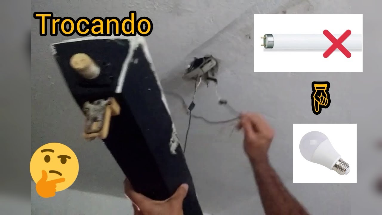 como trocar fluorescente de tubo por led de bulbo