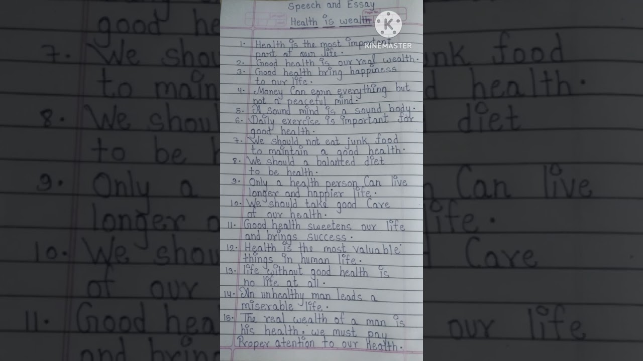 HEALTH IS WEALTH SPEECH AND ESSAY 15 LINES SUBSCRIBE PLEASE 🥺