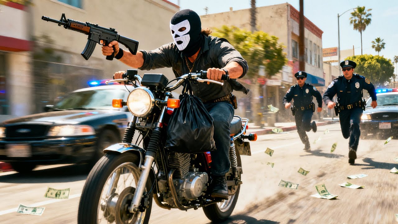 Bank Robbers on Bikes vs Police &ndash; High-Speed Chase! #hollywoodmovies