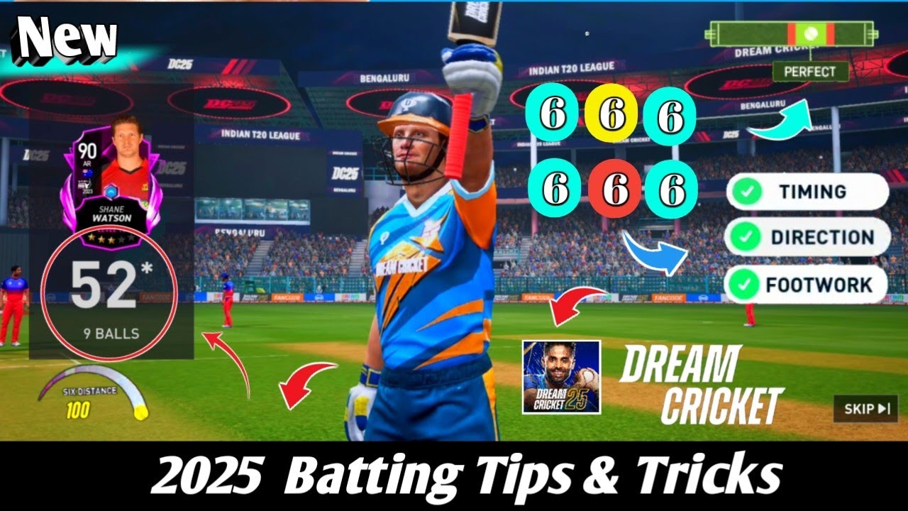 Dream Cricket 25 Batting Tips and Tricks🔥| How to hit six every ball in DC 25 | Hard Mode🔥