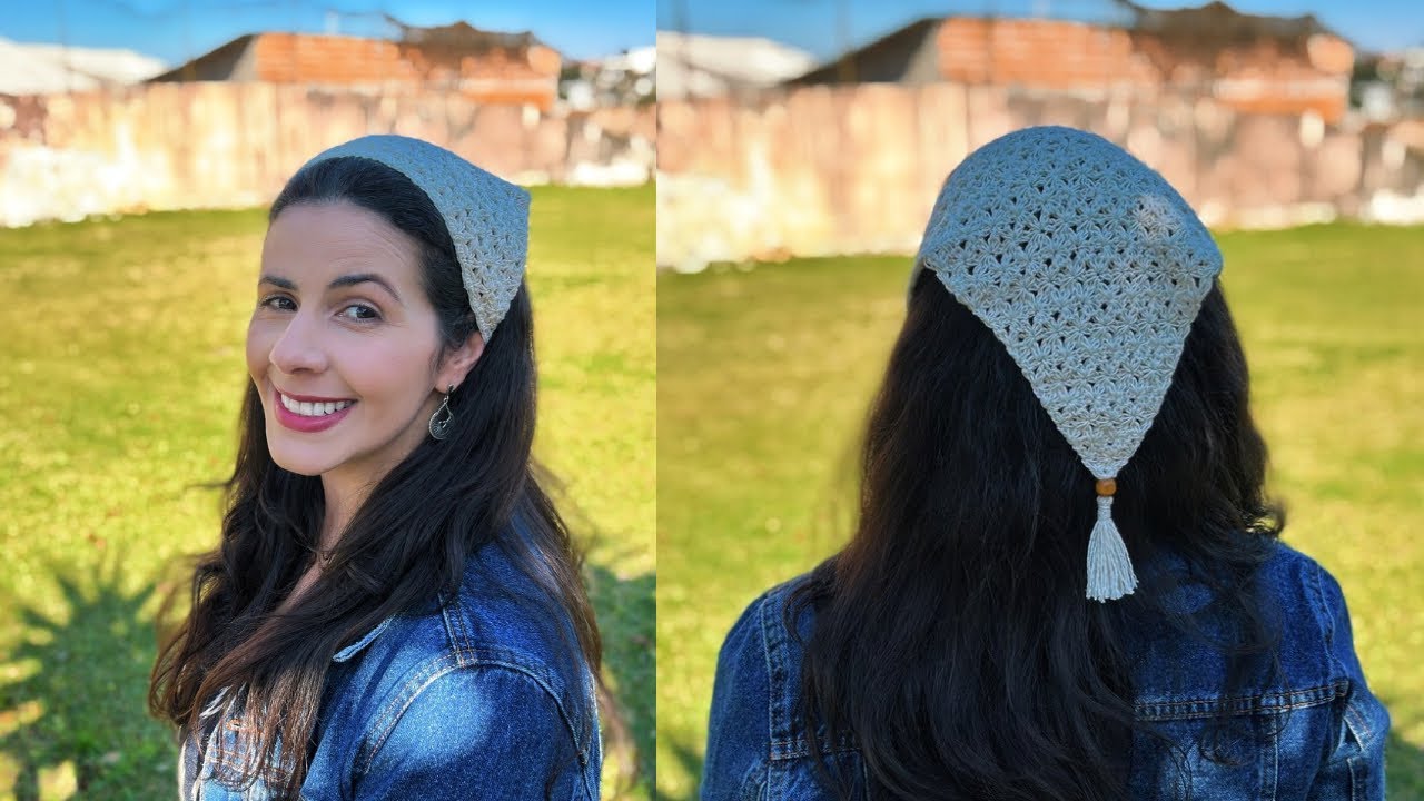Bandana de crochê Jasmin/Margarida Por Sandra Brum | Tutorial Passo a Passo Completo