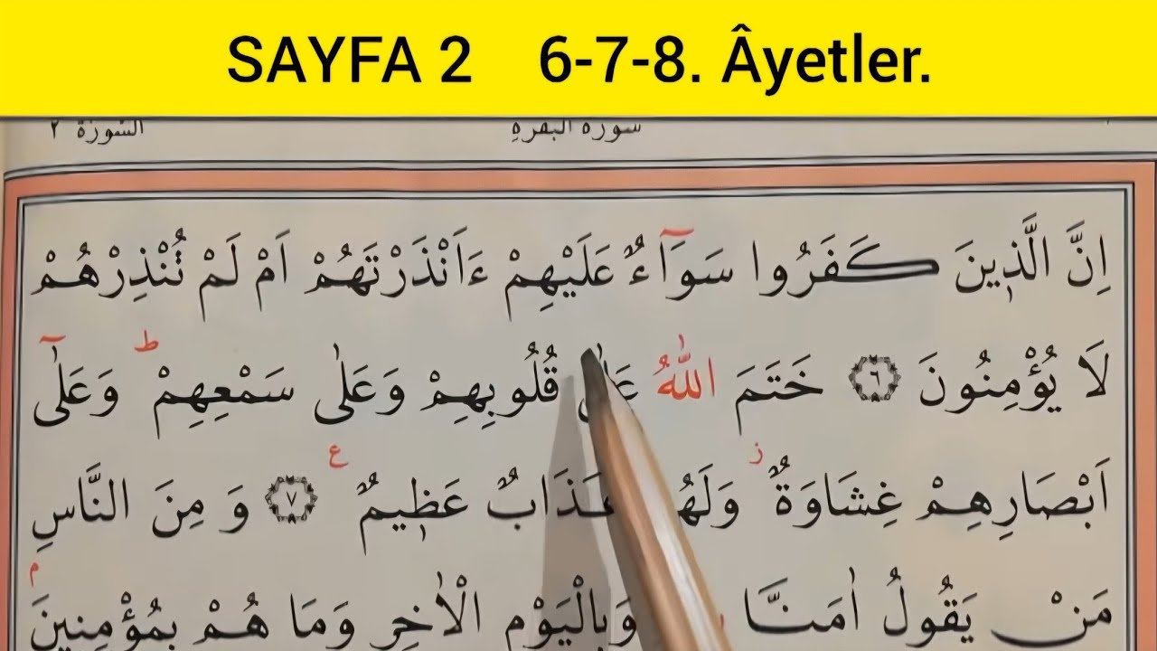 3.Kur'anı Kerim okumaya ilk başlayanlar için/TECVİD Uygulamalı(Bakara Suresi 6-8)  @Selami Hoca