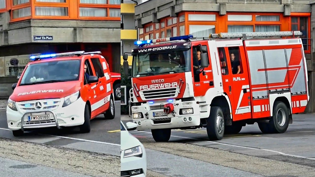 Feuerwehr Stockerau r&uuml;ckt mit VRF-A und RLF-A aus