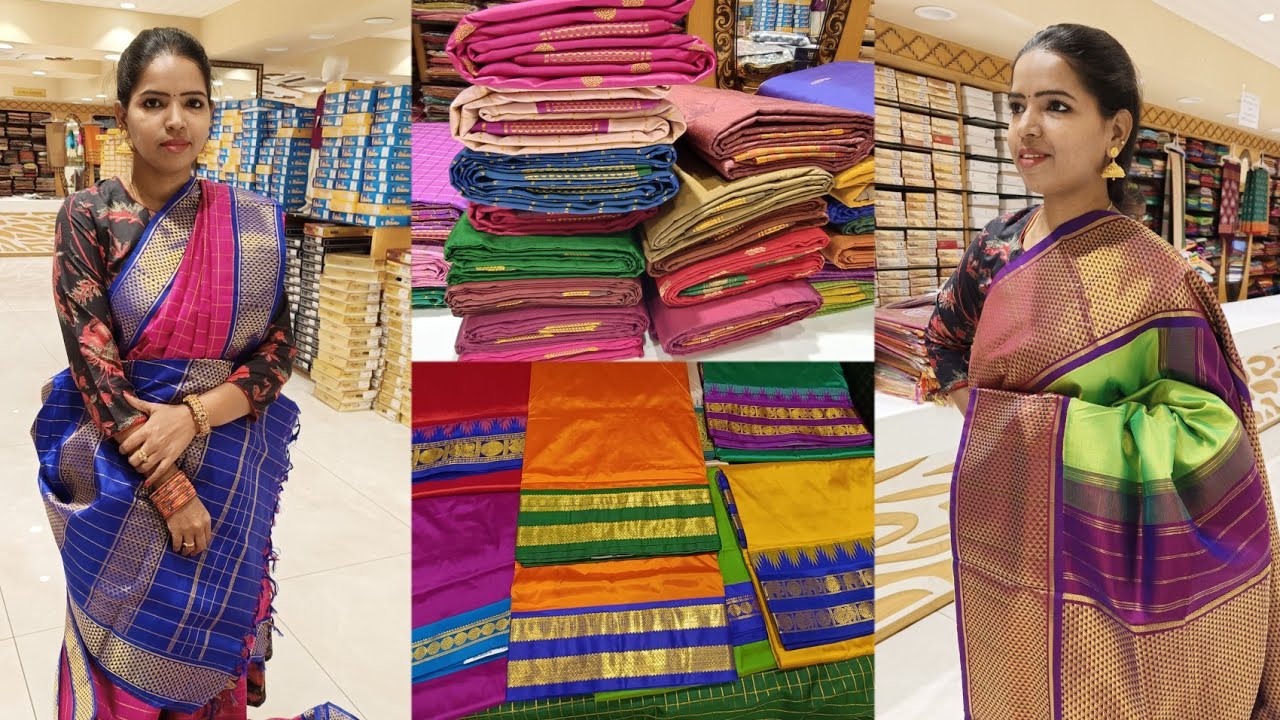 Tnagar Kanchipuram Pachaiyappas 9 & 10 Yards Pure Silk |Sungudi Mulmul Crepe Silk Pattu Mix Saree
