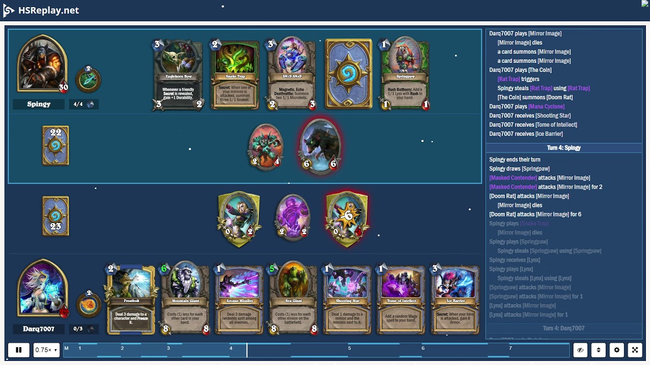 ProGaming - Hearthstone, Highlander Hunter(39) vs Cyclone Mage(469) by Spingy and Darq7007, Ranke...