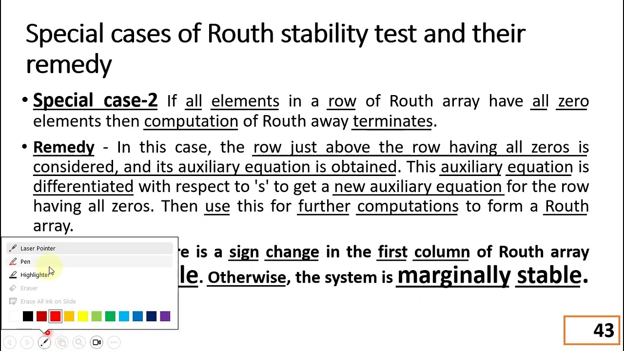 Lec 6 4 Special cases of Routh stability test and their remedy