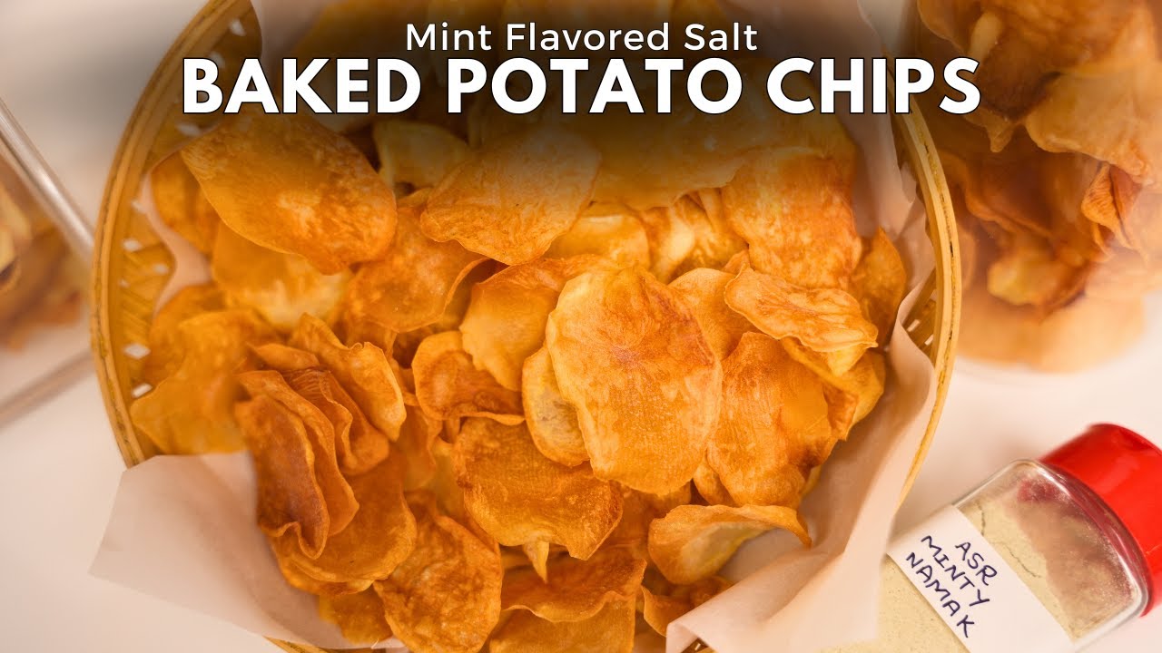 Quick & Easy Homemade Mint Flavored Salt & Crispy Baked Potato Chips Recipe by Chef Amrita Raichand