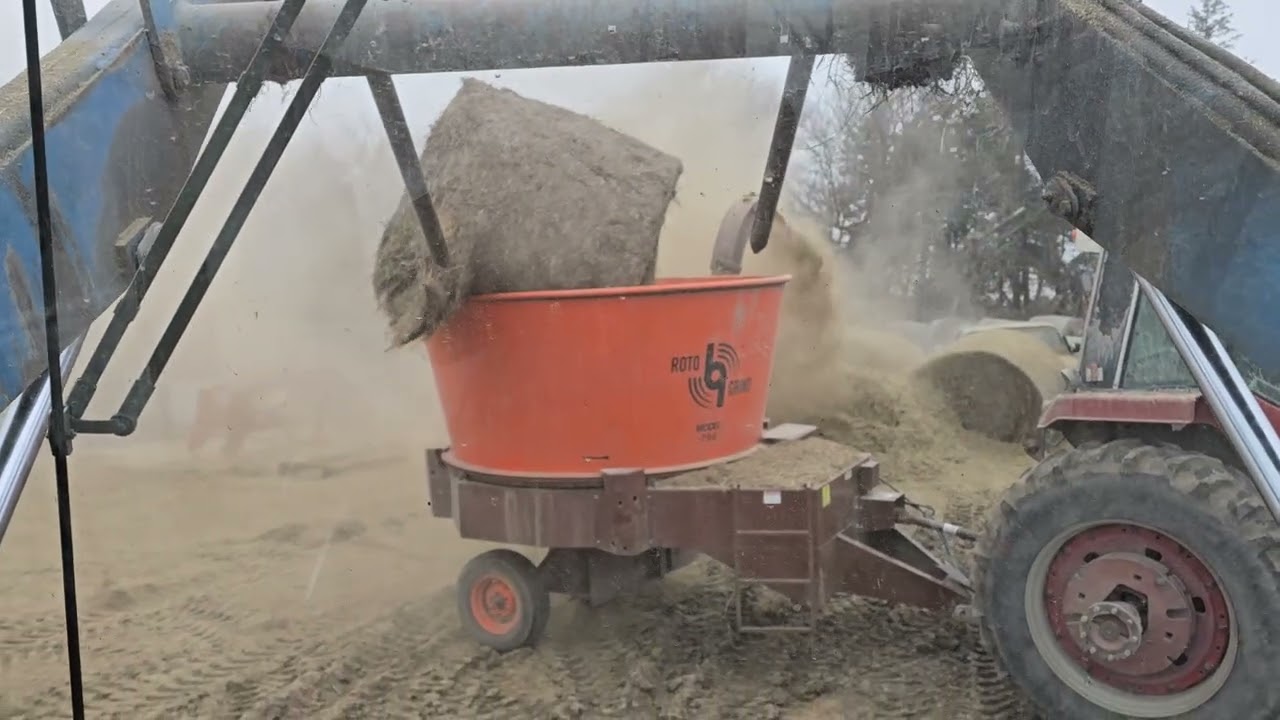 Grinding another hay pile