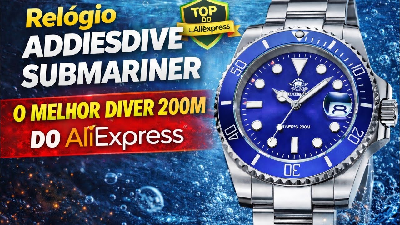 🔴 Relógio Addiesdive Submariner o Melhor Diver 200M do Aliexpress Addiesdive MY H3 com Myota 2115
