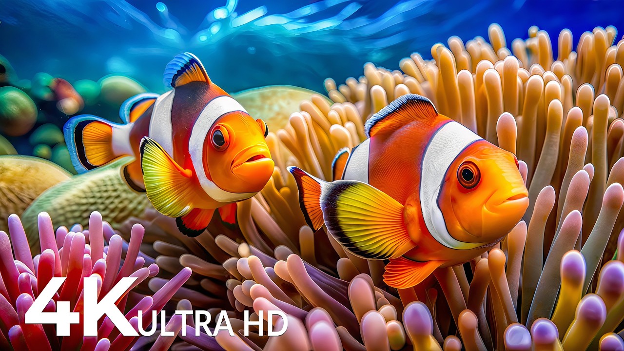 Aquarium 4K VIDEO (ULTRA HD) 🐠 Beautiful Coral Reef Fish - Peaceful Relaxing Music for Deep Sleep