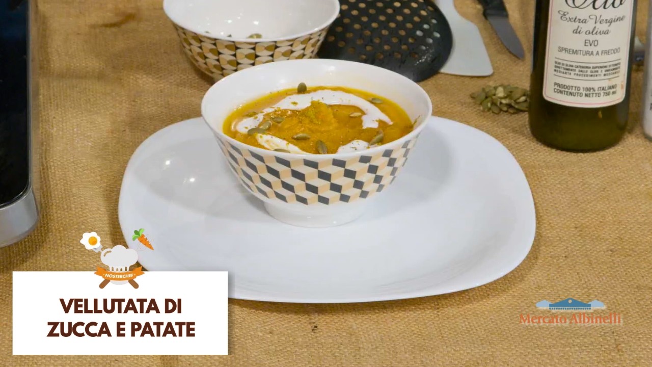 Vellutata di zucca e patate, Ricetta della trasmissione Noster Chef in onda su TRCModena
