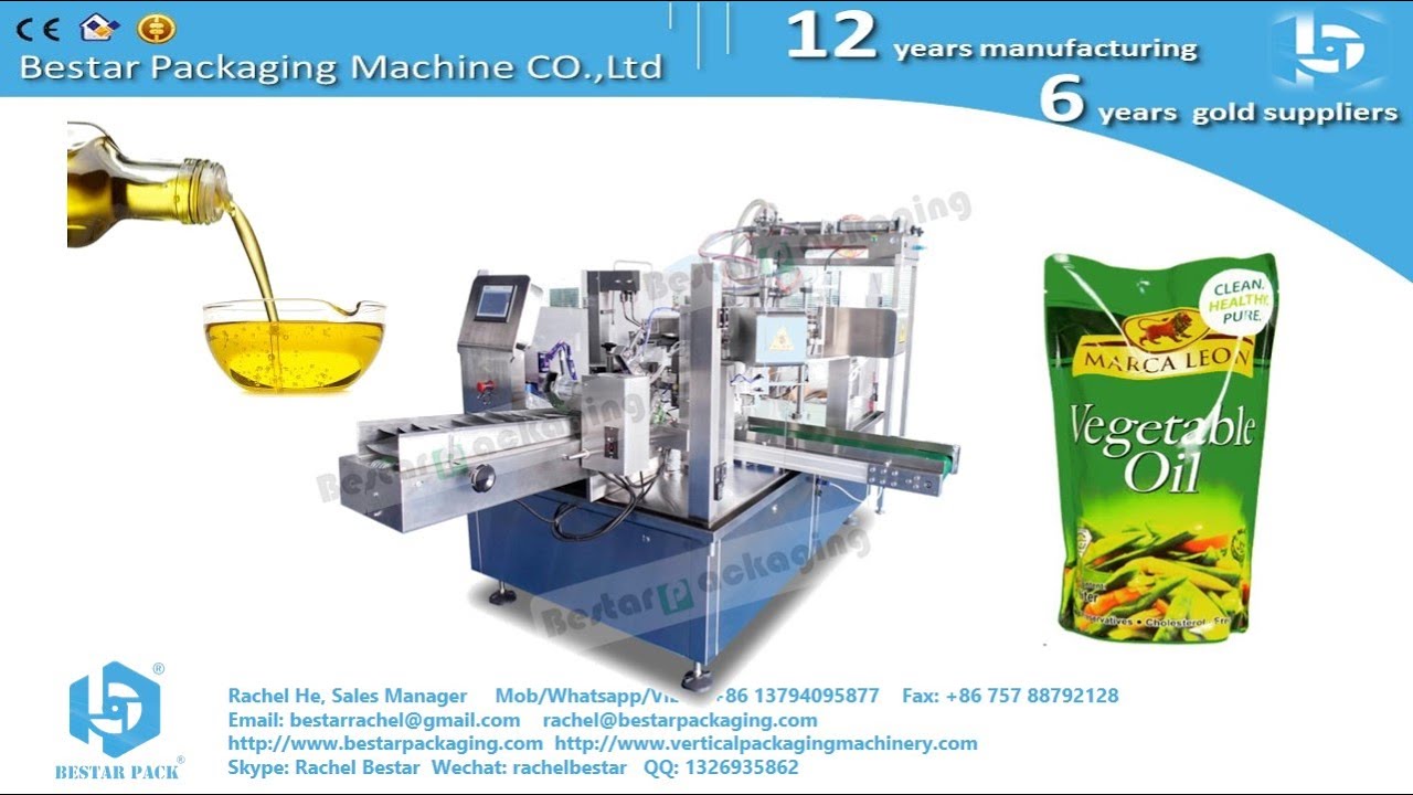 Bestar automatic doypack machine for edible oil 700-2000ml pouch packaging